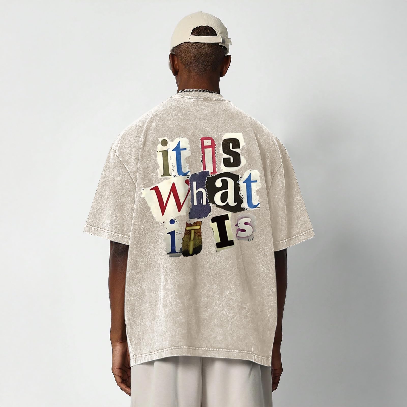 Zoemghc Men's Graphic Tees Funny Letter Print Vintage Oversize T Shirts Acid Wash Shirt Streetwear Rapper Casual Tee Top