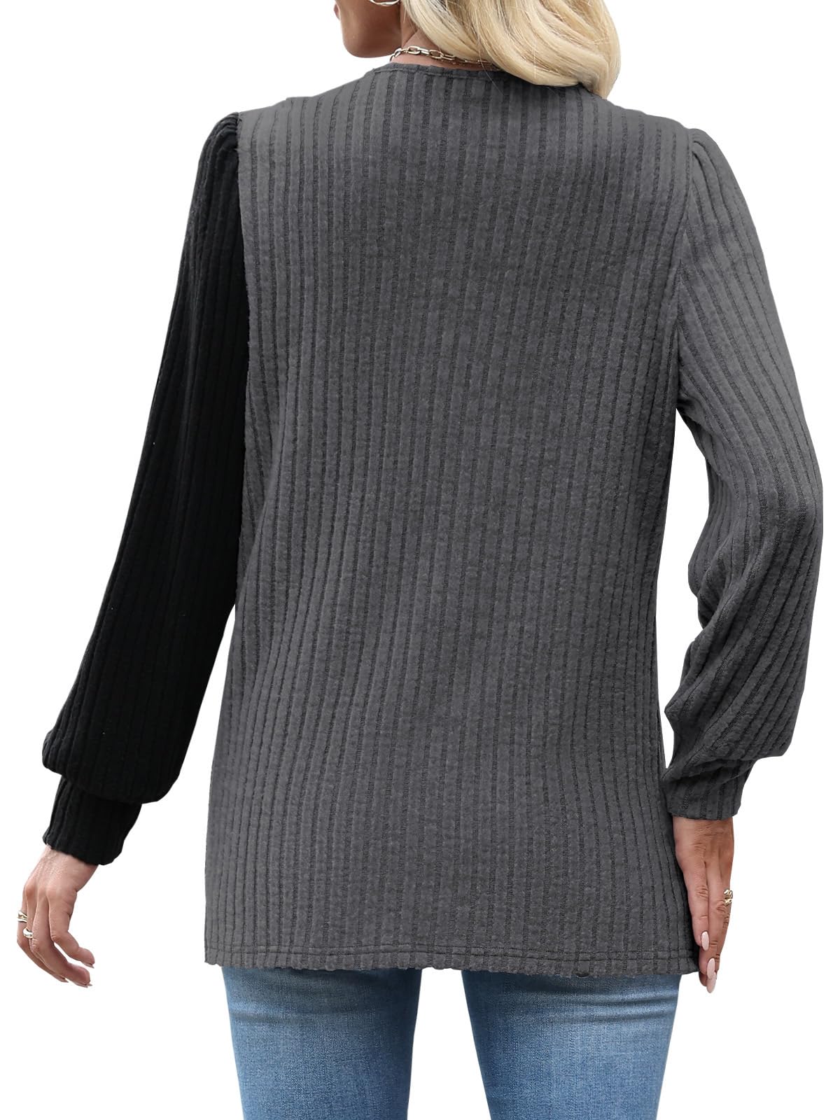 MixShe Womens Knit Sweaters 2026 Fall Winter Casual Long Sleeve Ribbed Colorblock Button Pullover Tops