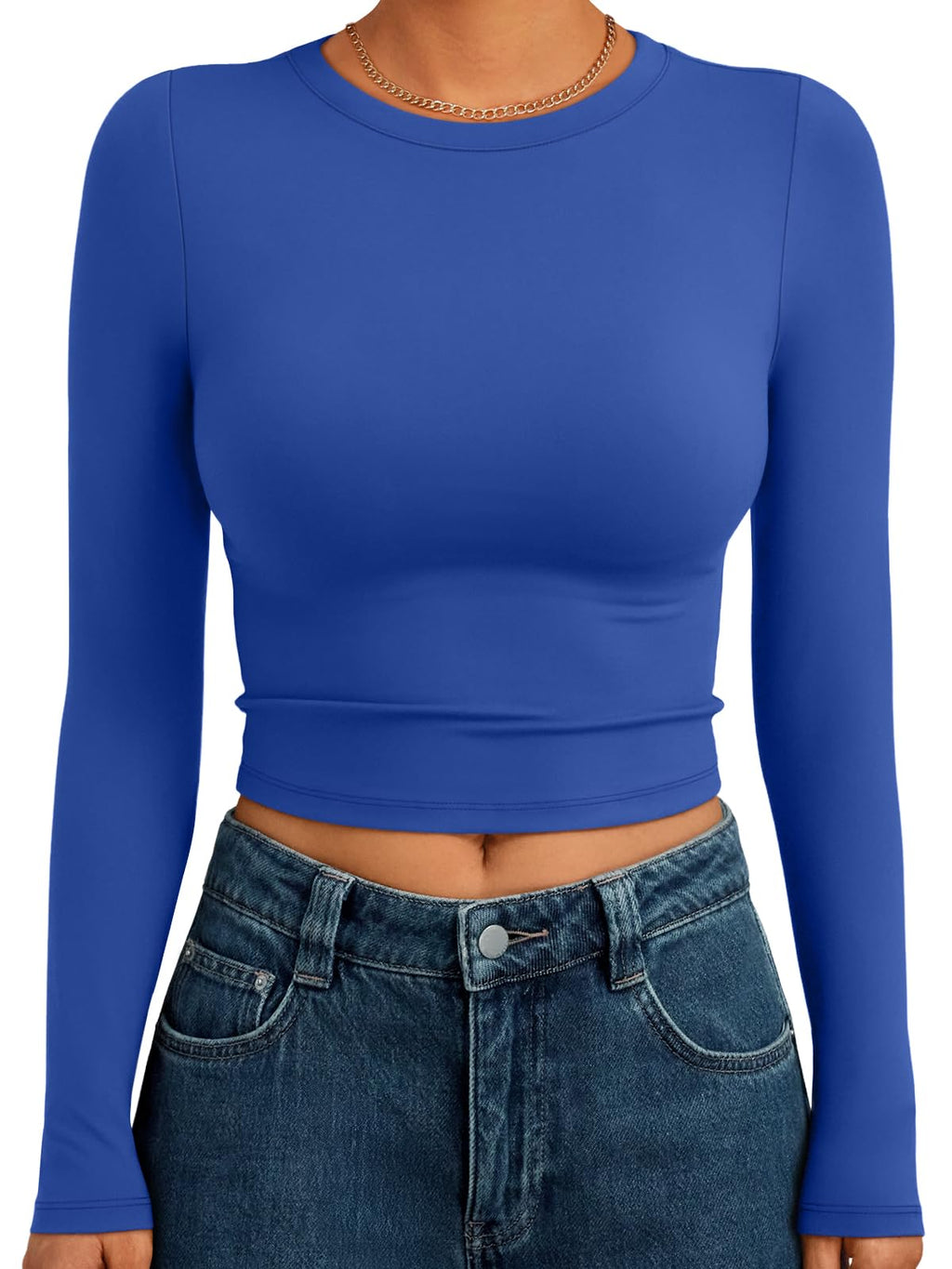 Trendy Queen Womens Long Sleeve Crop Tops Basic Slim Fitted Shirts Spring Fashion Outfits 2026 Teen Girl Clothes