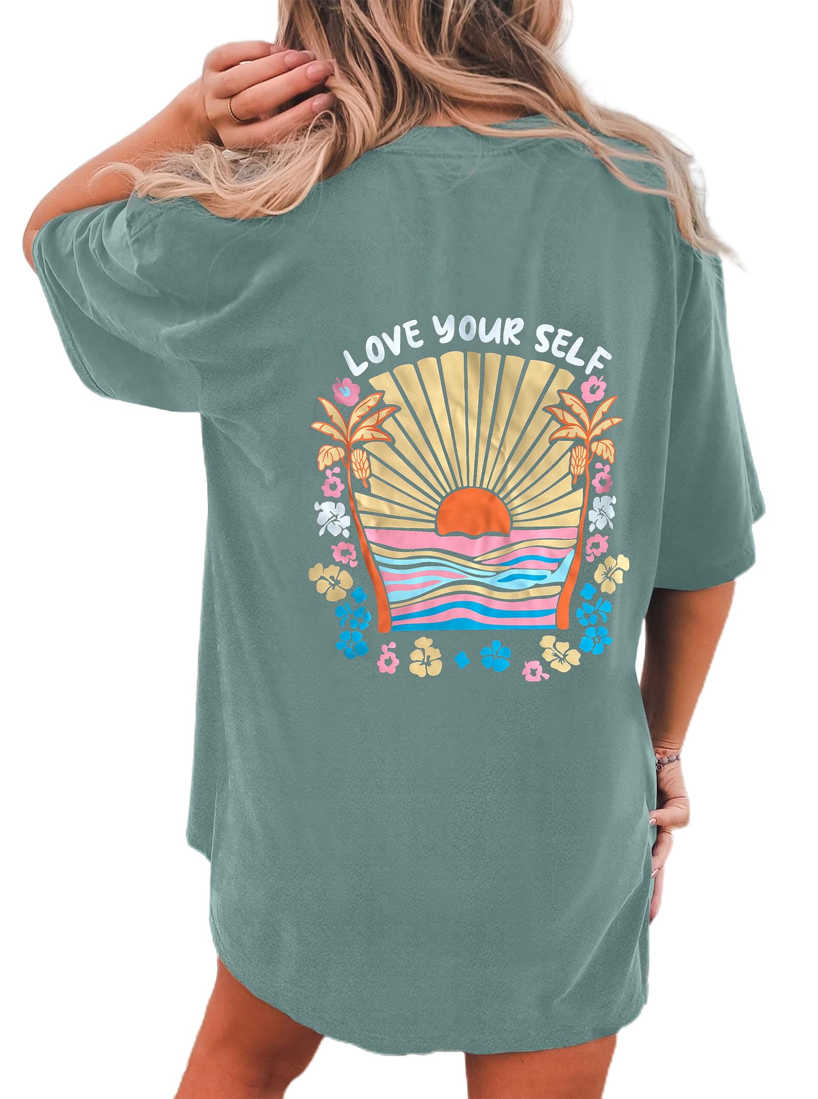 CSDAJIO Women's Trendy Oversized T Shirt Graphic Tee Crewneck Short Sleeve Loose Cute Going Out Summer Tops