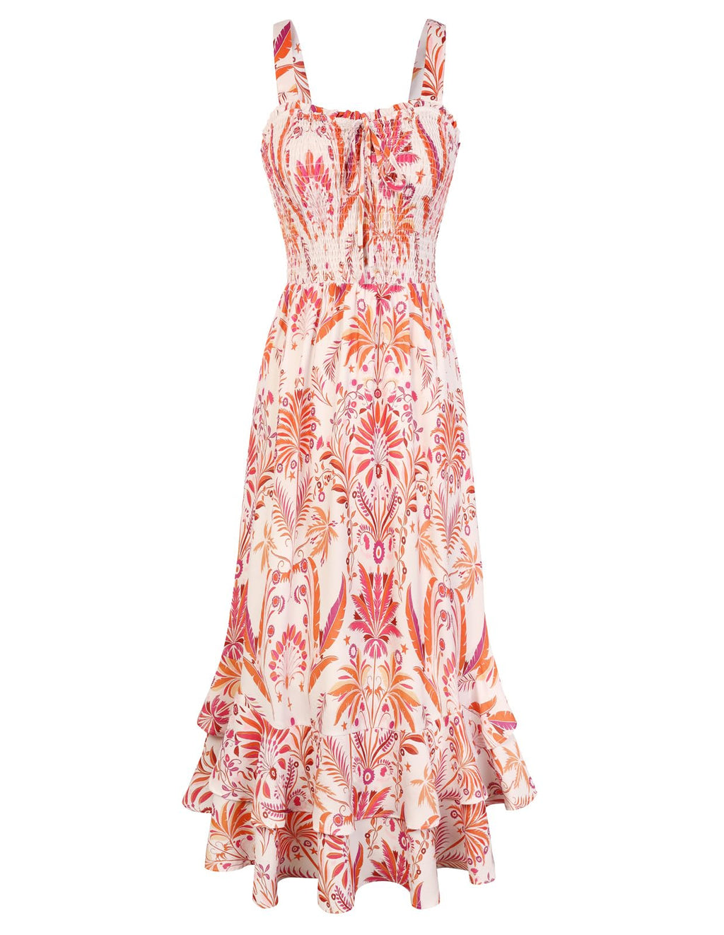 GRACE KARIN Women's 2026 Summer Floral Boho Dress Square Neck Strapped Swing A Line Sundress Beach Long Maxi Outfits
