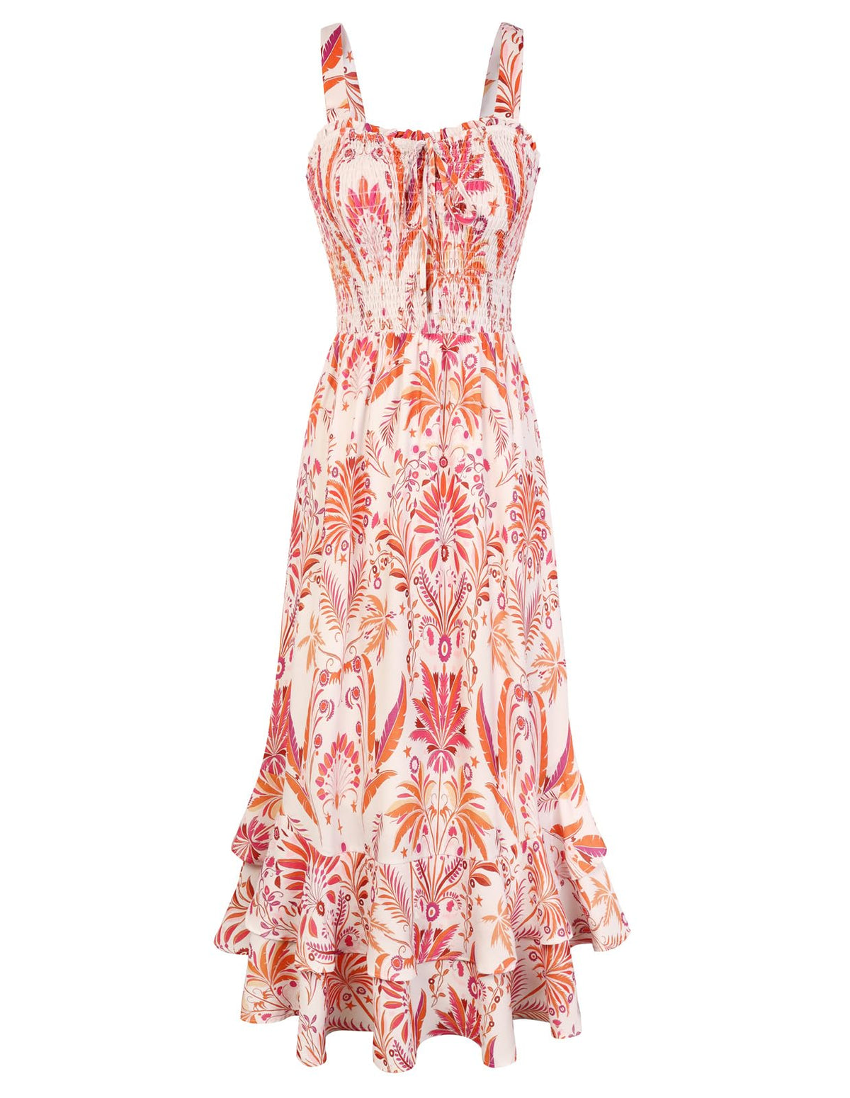 GRACE KARIN Women's 2026 Summer Floral Boho Dress Square Neck Strapped Swing A Line Sundress Beach Long Maxi Outfits