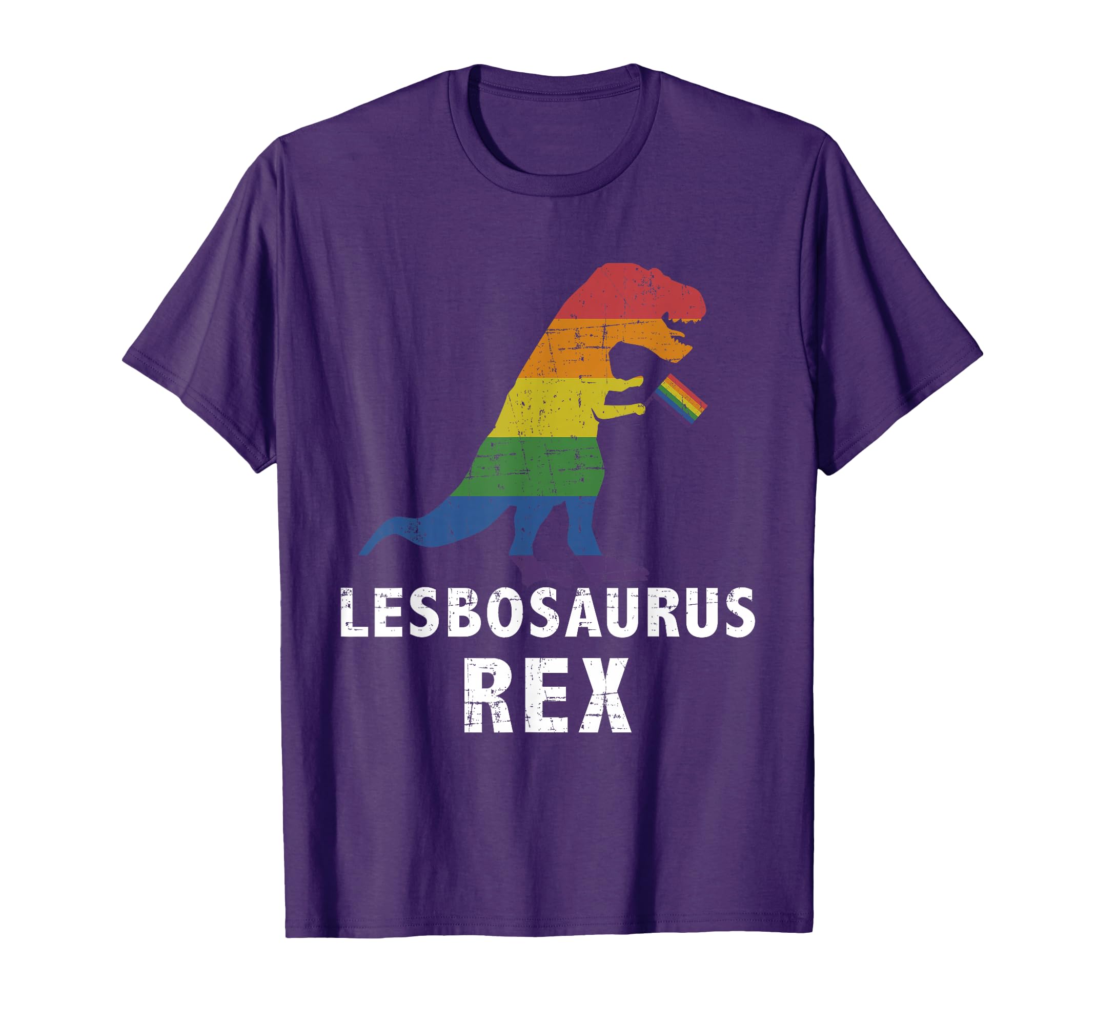 Lesbosaurus rex dinosaur in rainbow flag for lesbian pride T-Shirt