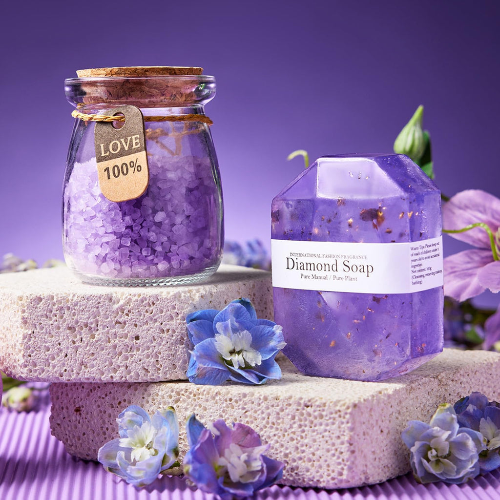 Lavender Spa Gift Basket for Women - 6 Piece Relaxation Set Birthday Christmas Mothers Day