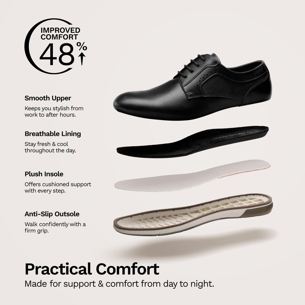 Bruno Marc Men's Casual Dress Sneaker Shoes, Business Formal Derby Plain Toe Oxfords Crossflex GentEdge