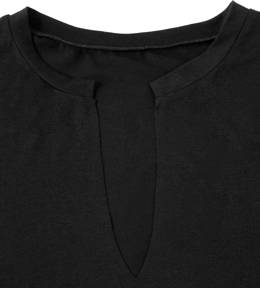 LovelyWholesale Womens Graphic Tees Sexy V Neck T Shirts Short Sleeve Side Slit Summer Tops
