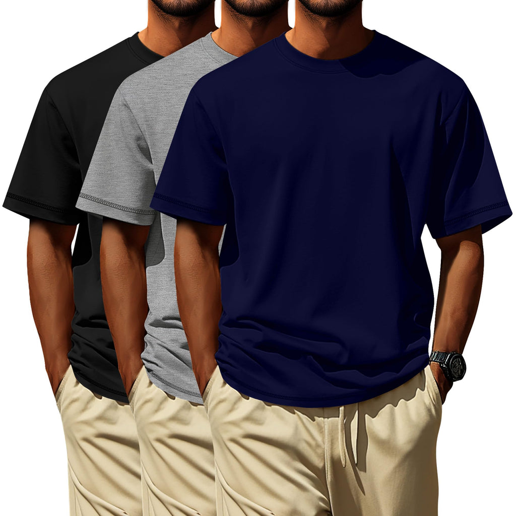 Neer 3 Pack Big and Tall Shirts for Men L-7xl, Short Sleeve Men Crewneck Tops Loose Casual Large T-Shirts Summer Basic Tee