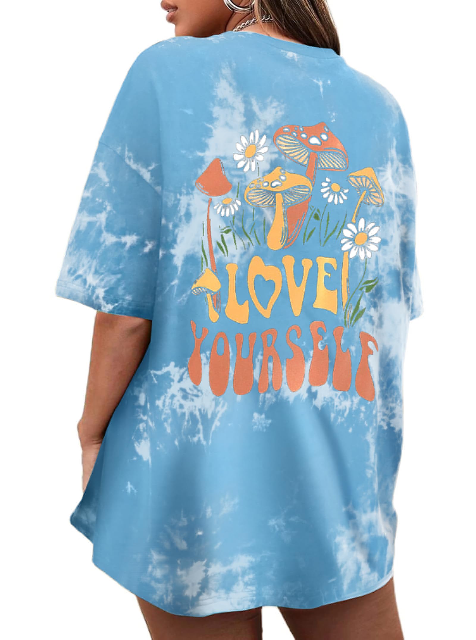 CSDAJIO Women's Trendy Oversized T Shirt Graphic Tee Crewneck Short Sleeve Loose Cute Going Out Summer Tops