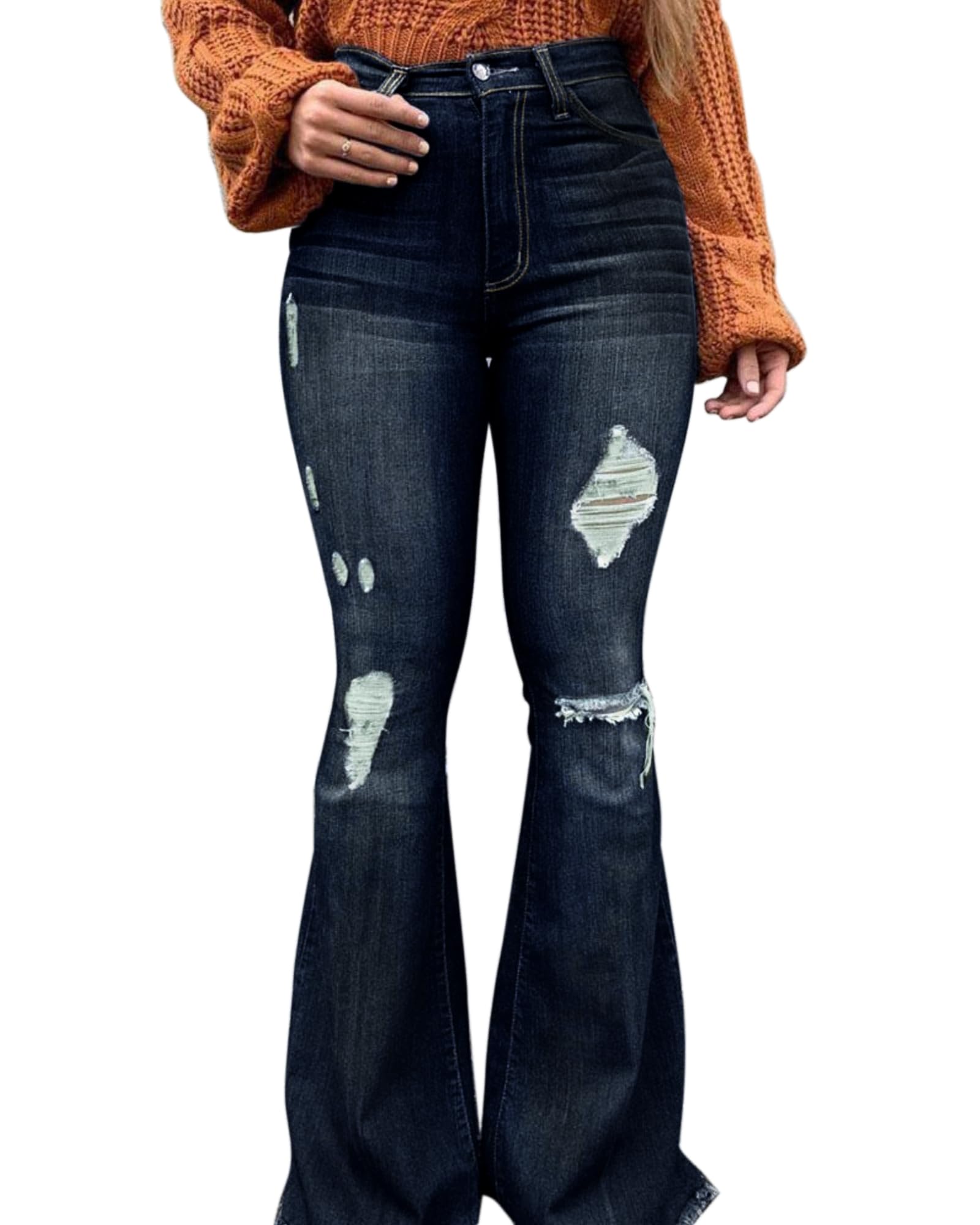 PEIHOT Vintage Bell Bottoms Flare Jeans for Women 90s High Waist Ripped Distressed Wide Leg High Rise Denim Pants