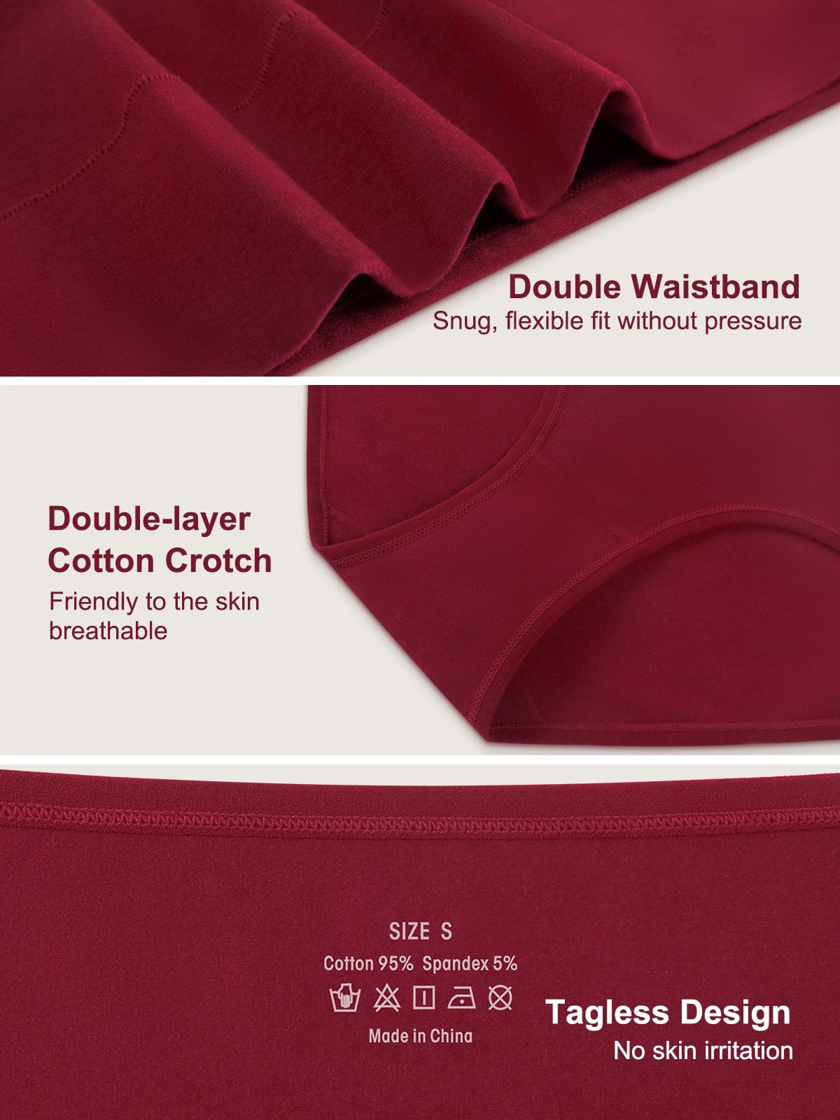 Vevmon Cotton Underwear for Women High Waisted Full Coverage Briefs Soft Ladies Panties 5 Pack