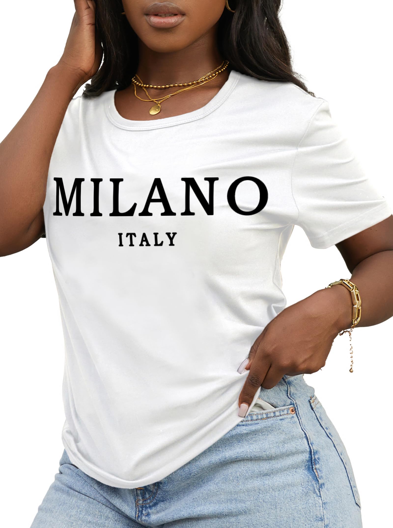 Hilinker Women's Funny Graphic Tees Summer Cute Tops Casual Loose Short Sleeve T Shirts