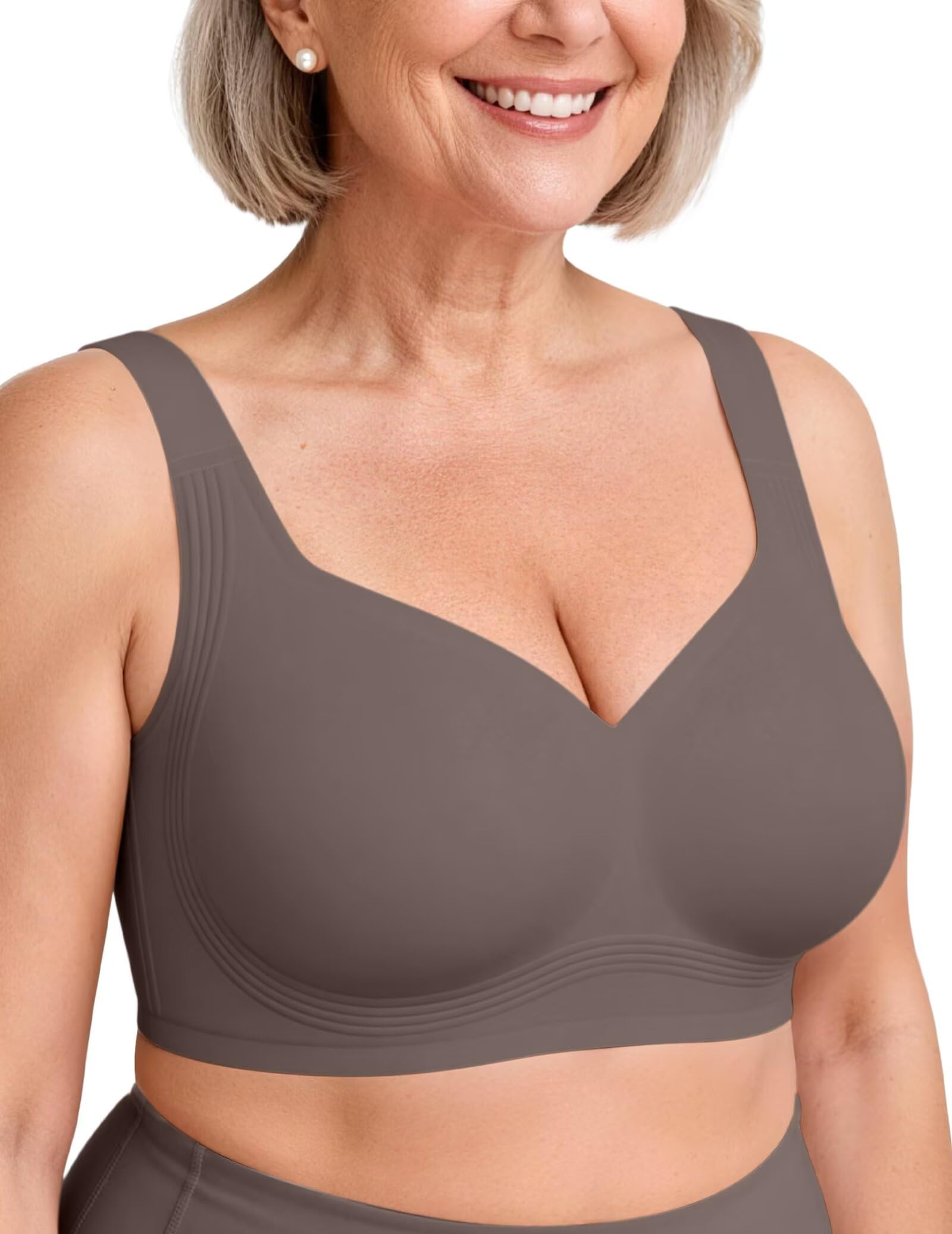 Vertvie Jelly Bras for Women Plus Size Minimizer Soft Wireless Push Up Bra Full Supportive Older Lift Back Coverage Bralette