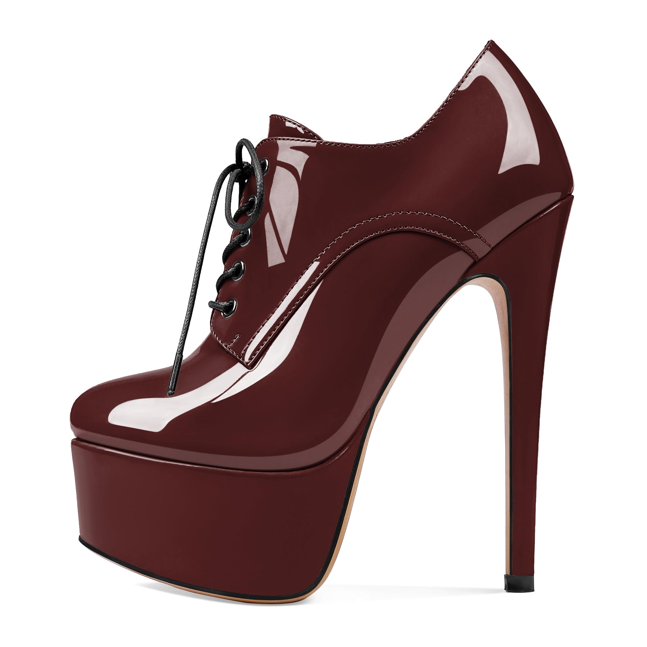 SAMMITOP Women's Round Toe Lace Up Ankle Boots Platform High Heel Pumps Party Dress Shoes