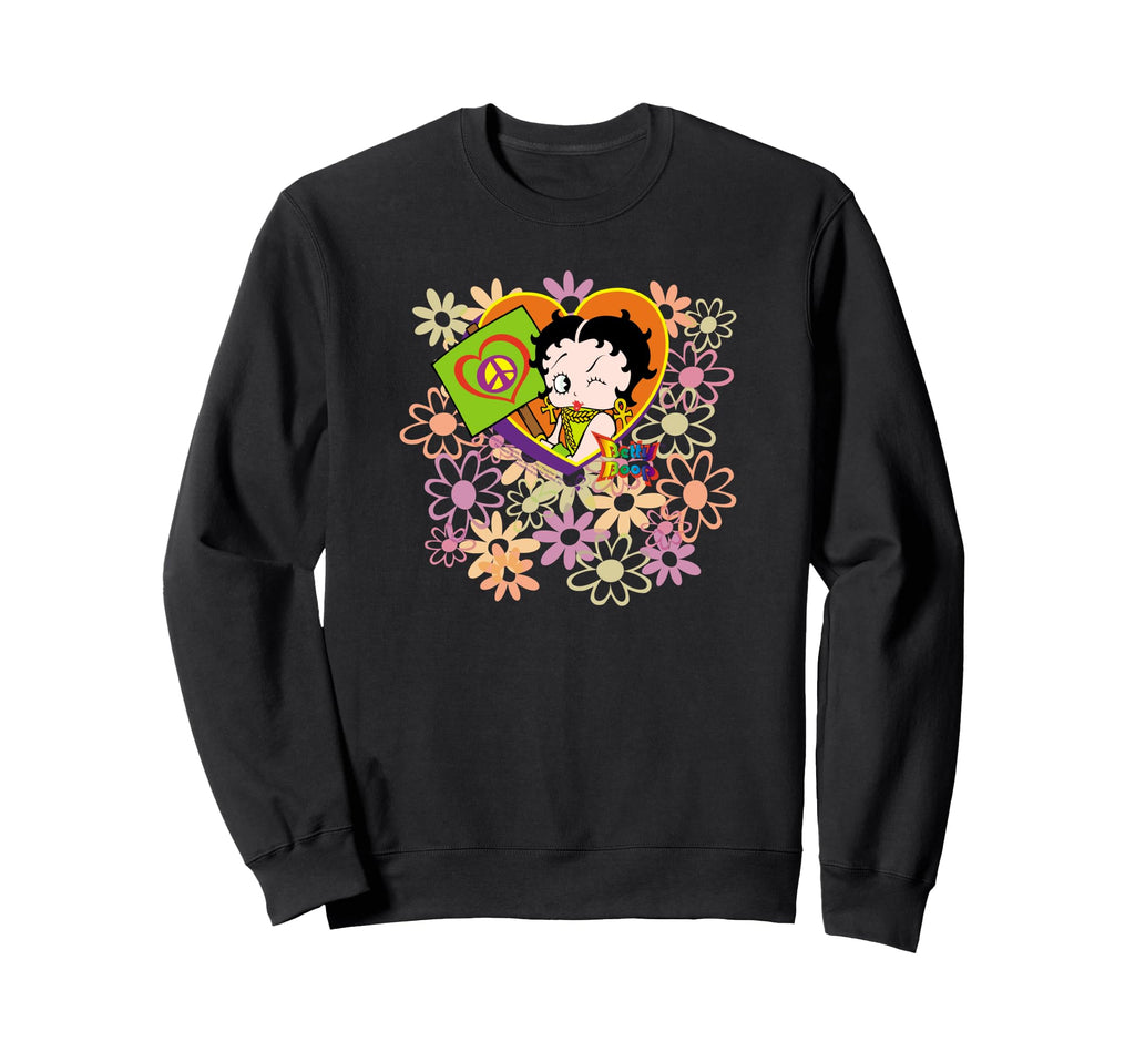Betty Boop Peace Love And Boop Sweatshirt - Graphic Print Unisex