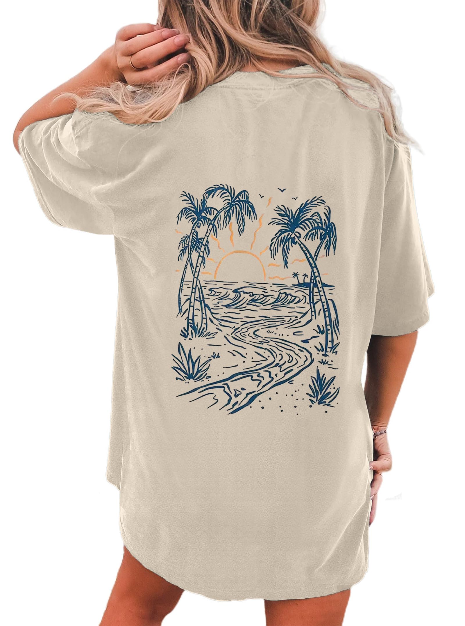 CSDAJIO Women's Trendy Oversized T Shirt Graphic Tee Crewneck Short Sleeve Loose Cute Going Out Summer Tops