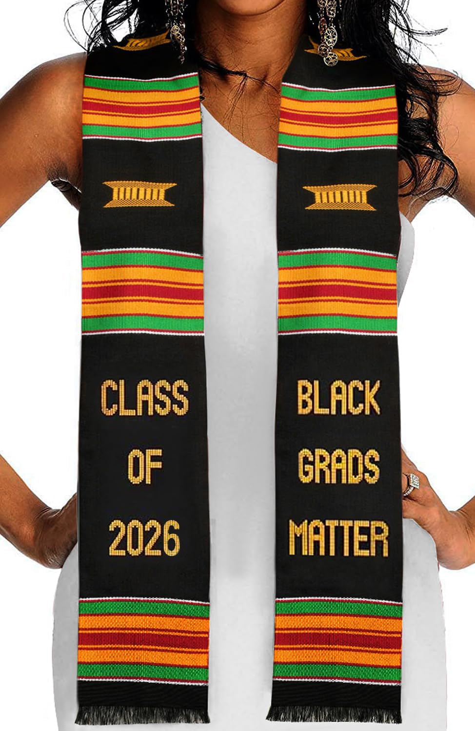 Kwabla's Black Grads Matter Stole 2026 | Kente Graduation Stole 2026 | Kente Stole Class of 2026