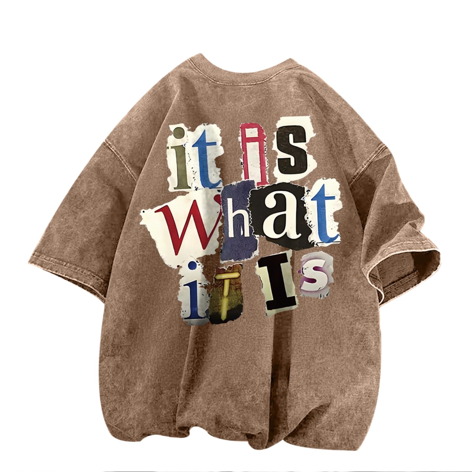 Zoemghc Men's Graphic Tees Funny Letter Print Vintage Oversize T Shirts Acid Wash Shirt Streetwear Rapper Casual Tee Top