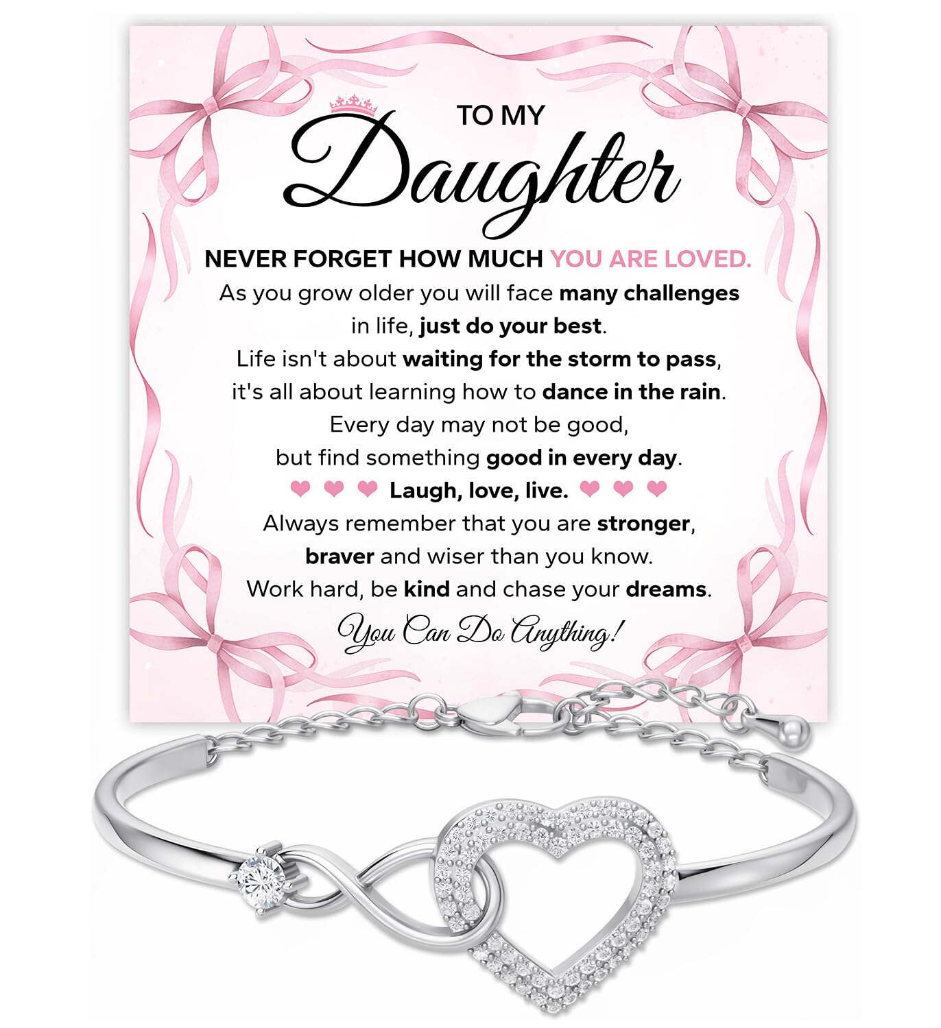 Mapileng Class of 2026 Graduation Bracelet Gift for Her, Heart Infinity Bracelet, Inspirational Jewelry for Daughter Sister Best Friend, College High School Graduate Keepsake, Sterling Silver