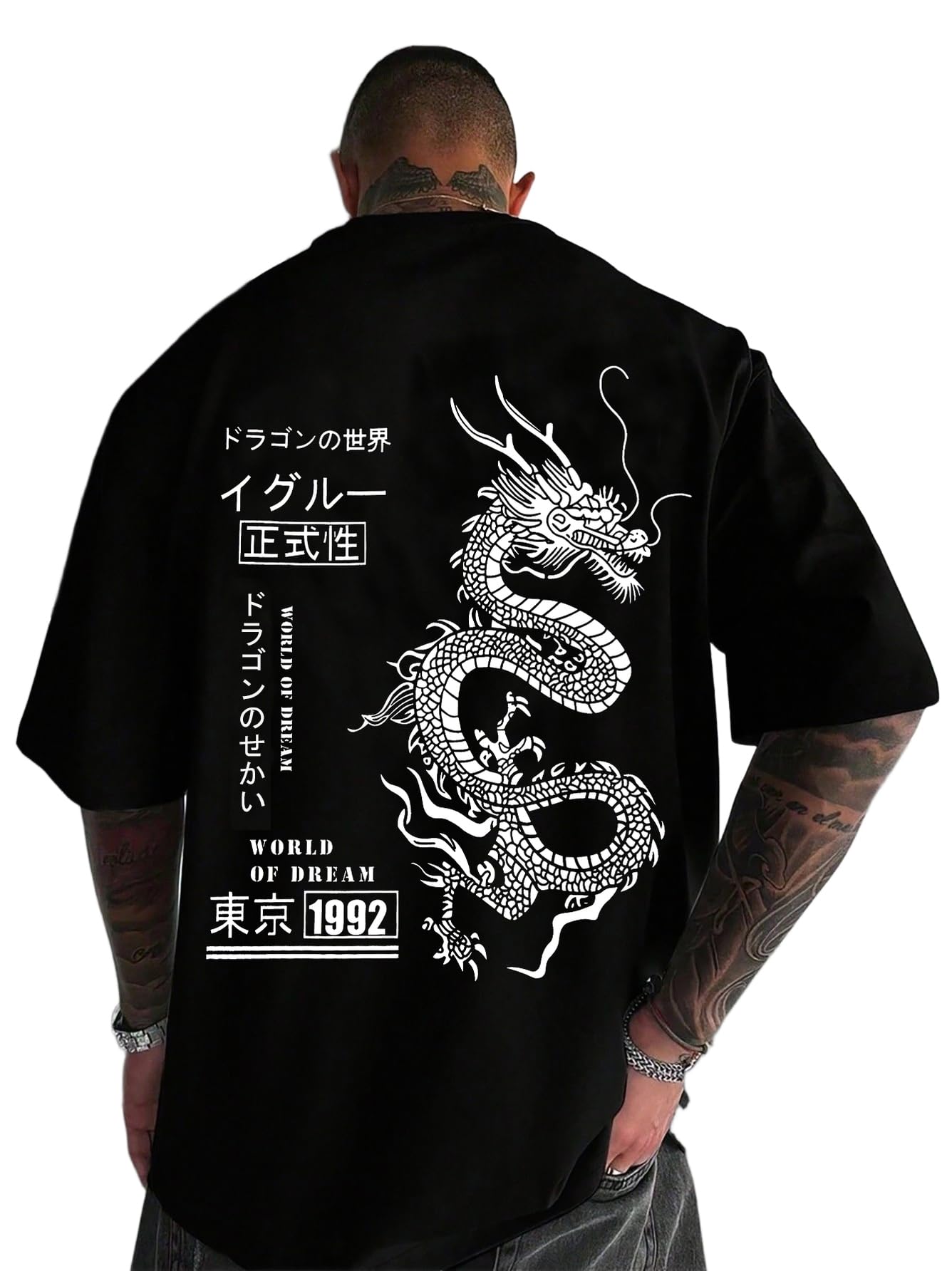 UOUA Mens Graphic Tees Vintage T-Shirts Oversized Letter Print Casual Crewneck Cotton Top Short Sleeve Rapper Streetwear