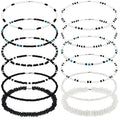 Yinkin 12 Pcs Puka Shell Necklace Bulk for Men Women Beach Surfer Beaded Necklace Summer Surfer Chokers Jewelry