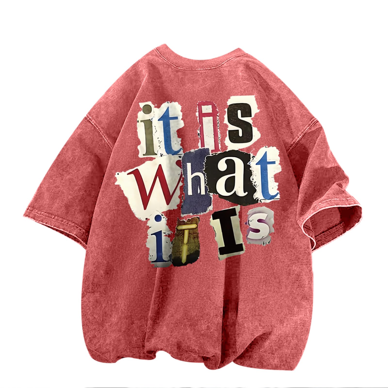 Zoemghc Men's Graphic Tees Funny Letter Print Vintage Oversize T Shirts Acid Wash Shirt Streetwear Rapper Casual Tee Top
