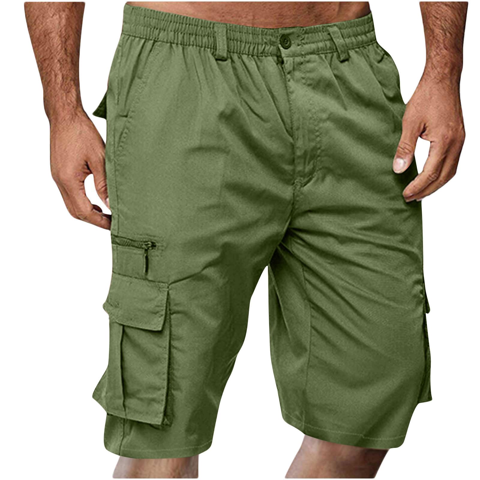 SMIDOW Cargo Shorts for Men - Big and Tall Casual Summer Elastic Waist Outdoor Work Hiking Cargo Short Pants with Pockets