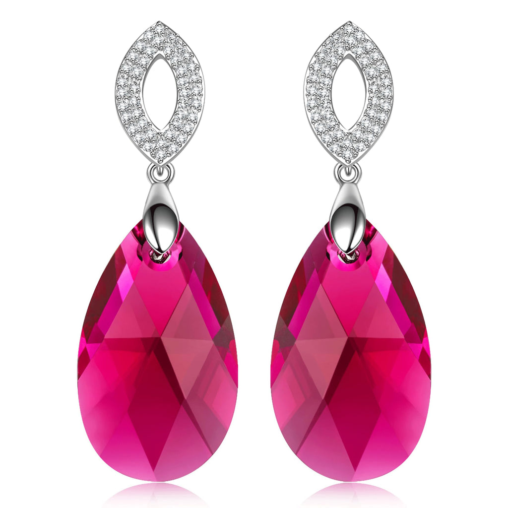 Swarovski Crystals 925 Sterling Silver Drop Earrings, White Gold Plated Jewelry for Women, Ideal Gift for Birthday, Anniversary, Christmas, Valentine's & Mother's Day, Gift-Ready Packaging