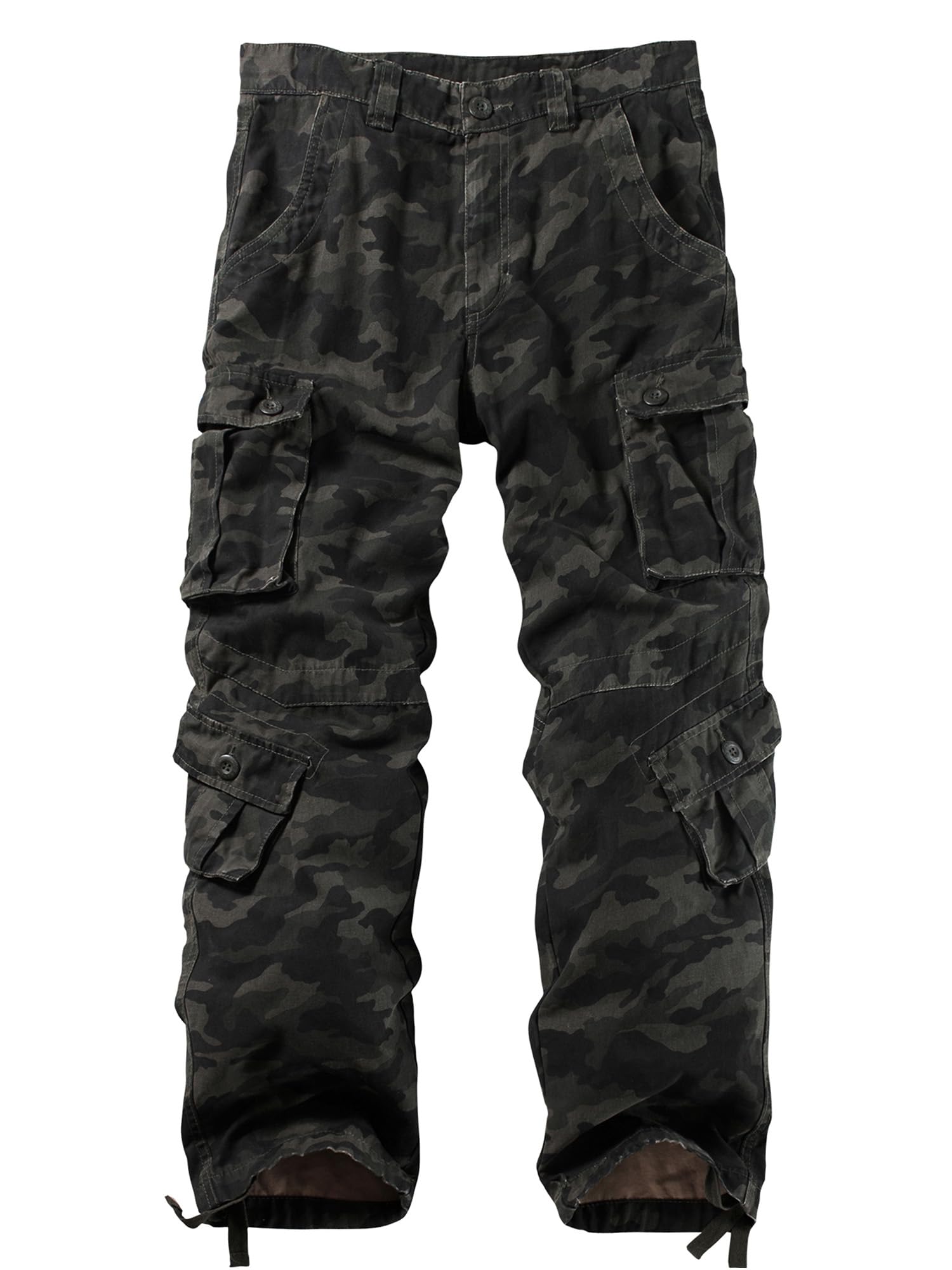 AKHIKING Men's Camo Cargo Work Pants Cotton Tactical Ripstop Casual Combat Pants with 8 Pockets