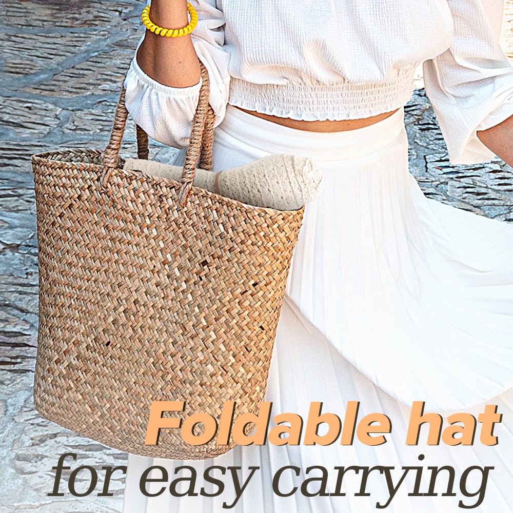 Sun Beach Hats for Women Summer Floppy Wide Brim Sunhat Packable Foldable Lace Travel Vacation