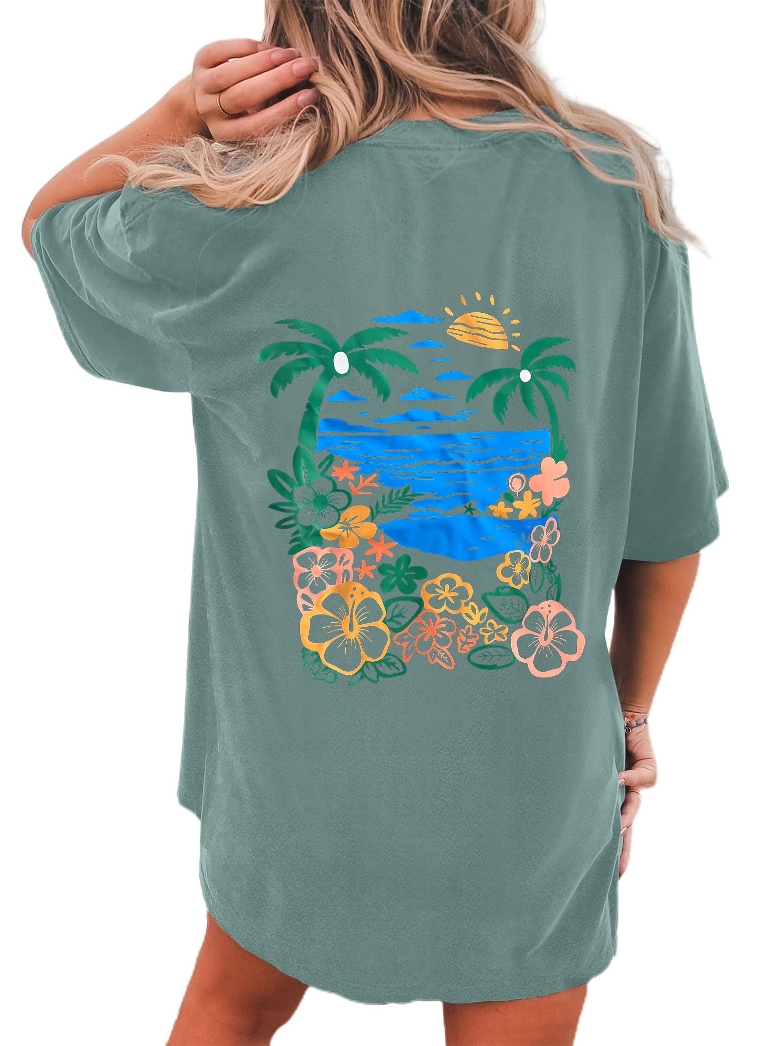CSDAJIO Women's Trendy Oversized T Shirt Graphic Tee Crewneck Short Sleeve Loose Cute Going Out Summer Tops