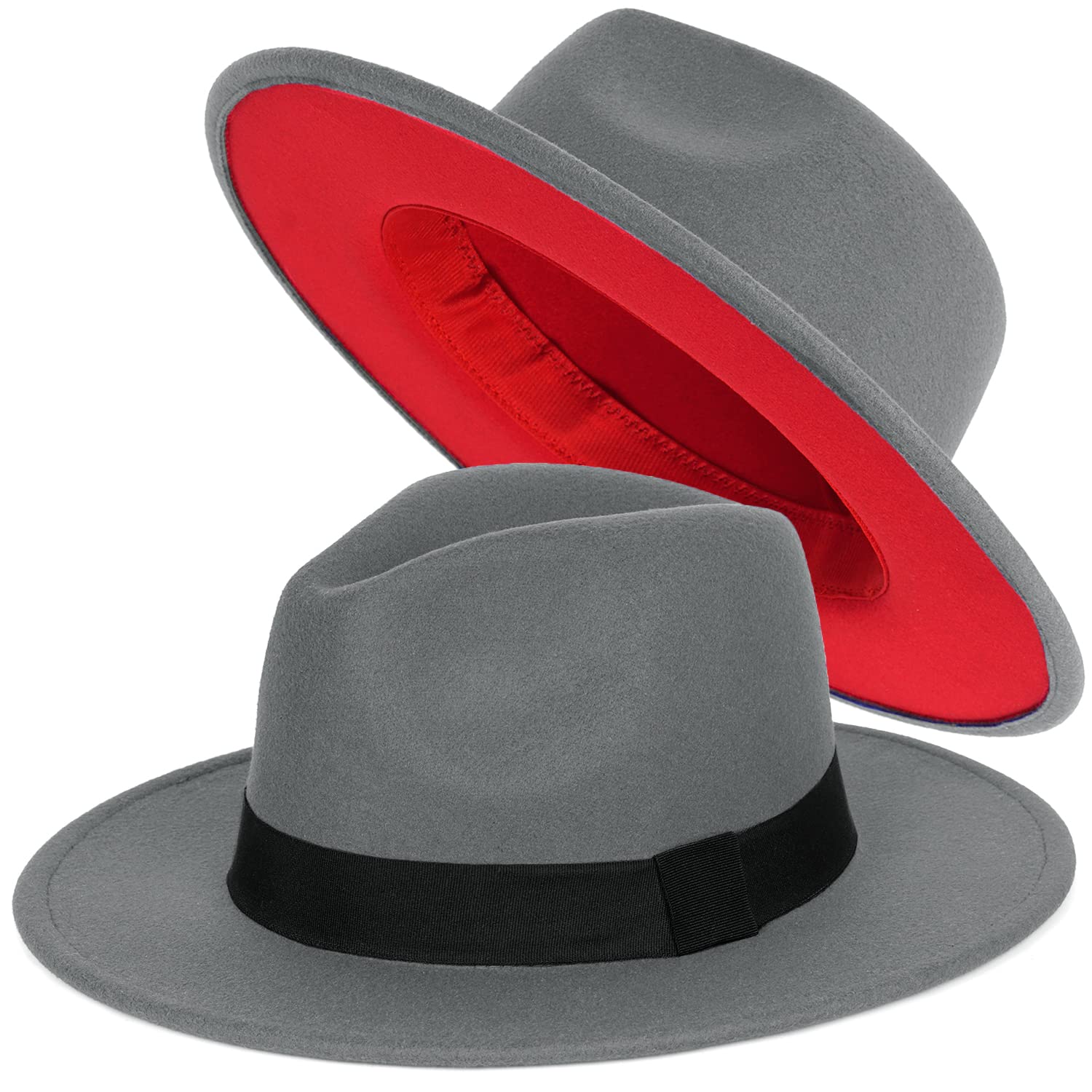 FADACHY Trendy Fedora Hats for Men & Women Wide Brim Felt Hat Dress Panama Hat Two Tone Fedora