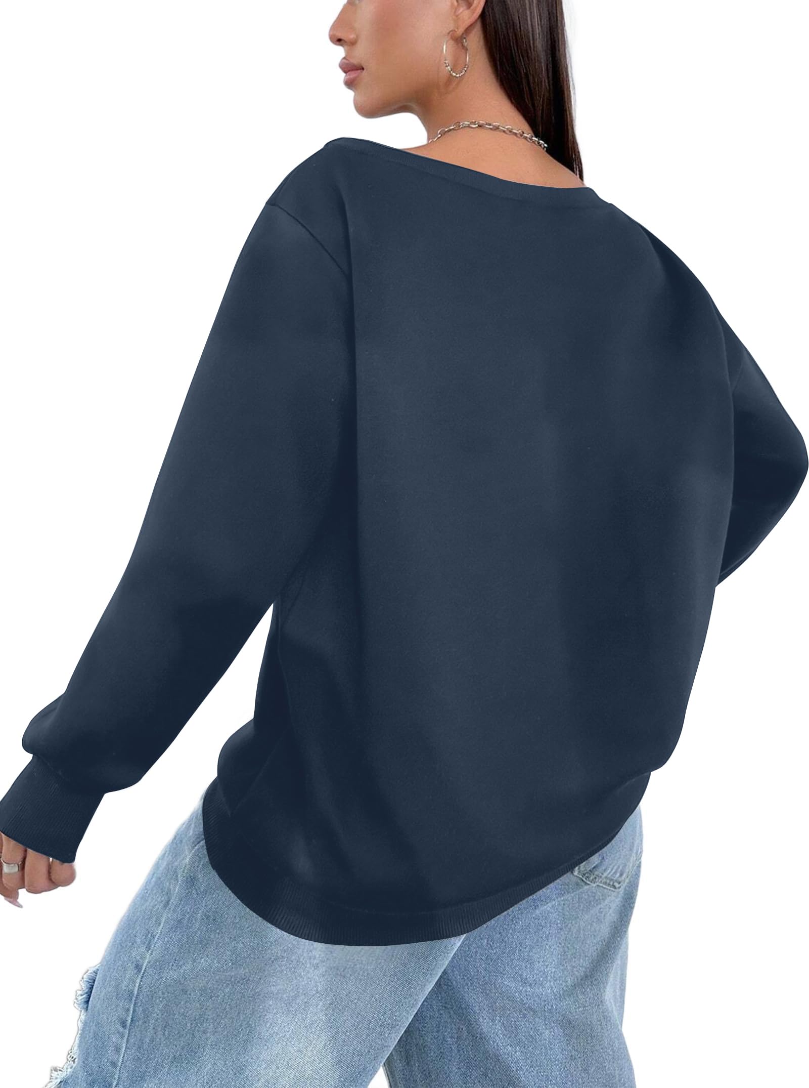 FASHGL Women's Off The Shoulder Sweatshirts Tops Oversized Sweatshirt Streetwear Y2K Jersey Number Graphic Long Sleeve
