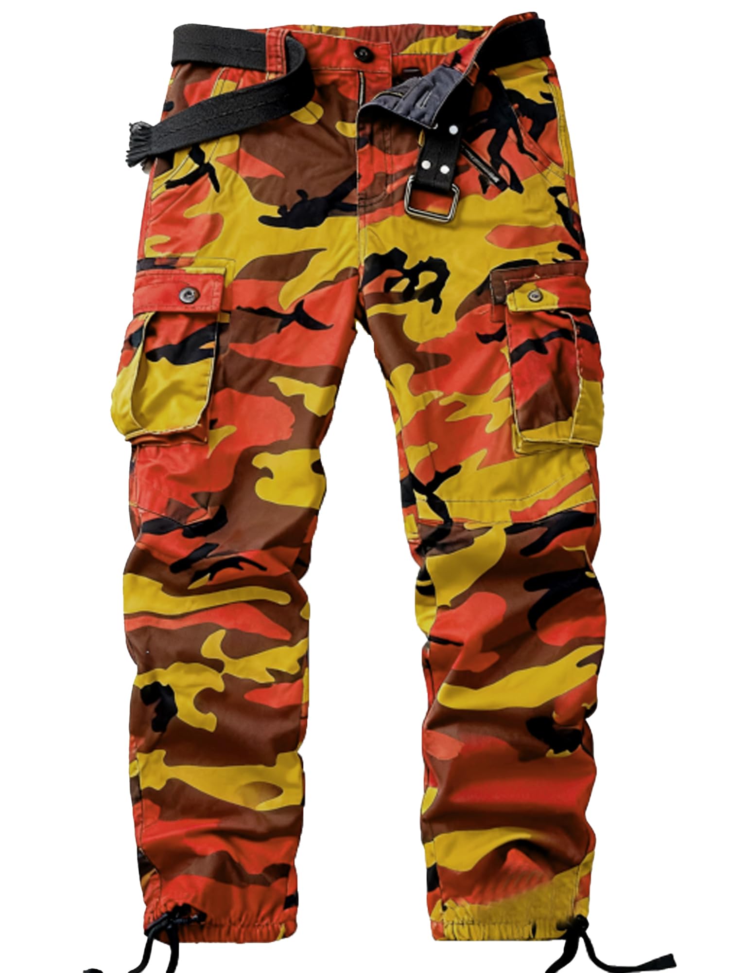 AKHIKING Men's Camo Cargo Work Pants Cotton Tactical Ripstop Casual Combat Pants with 8 Pockets