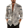 DMOYALA Men’s Hawaiian Button Down Shirts 2025 Fall Casual Long Sleeve Shirts Baggy Henley Neck Beach Vacation Outfits
