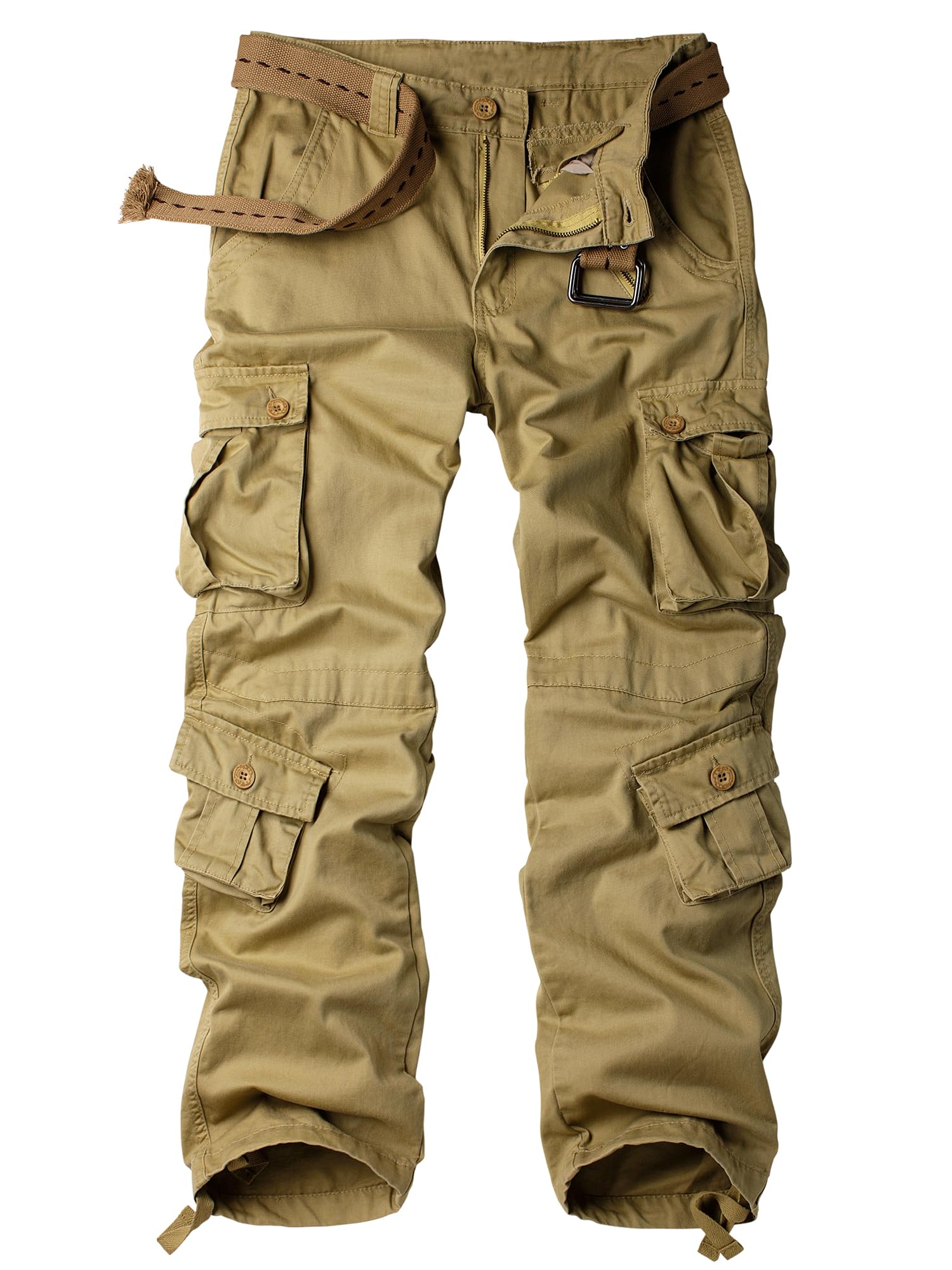 AKHIKING Men's Camo Cargo Work Pants Cotton Tactical Ripstop Casual Combat Pants with 8 Pockets