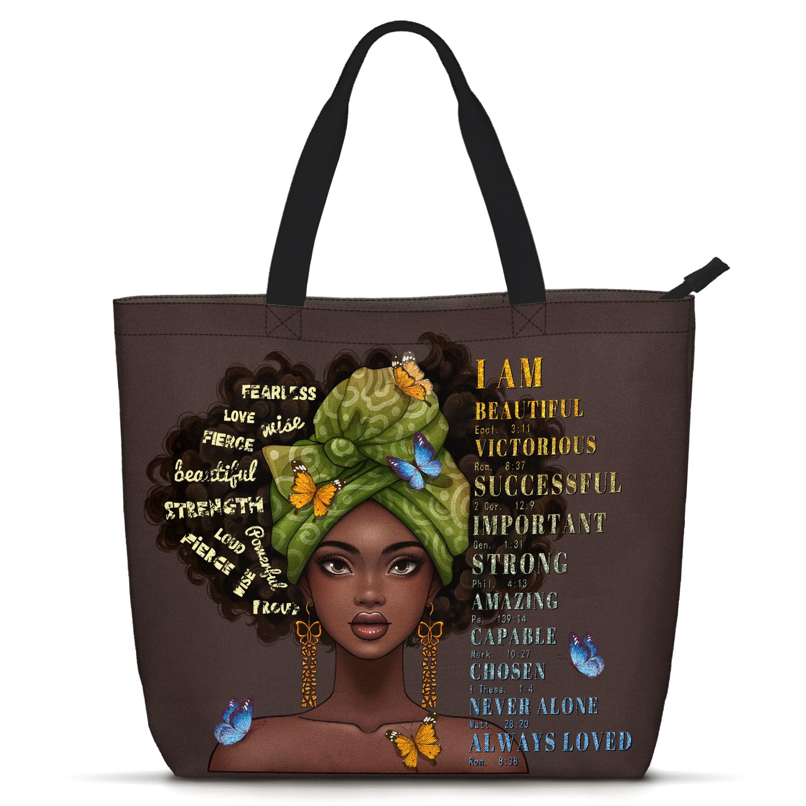 Foinior African American Black Women Tote Bag Black Girl Magic Shoulder Handbag For Work Travel Beach Shopping