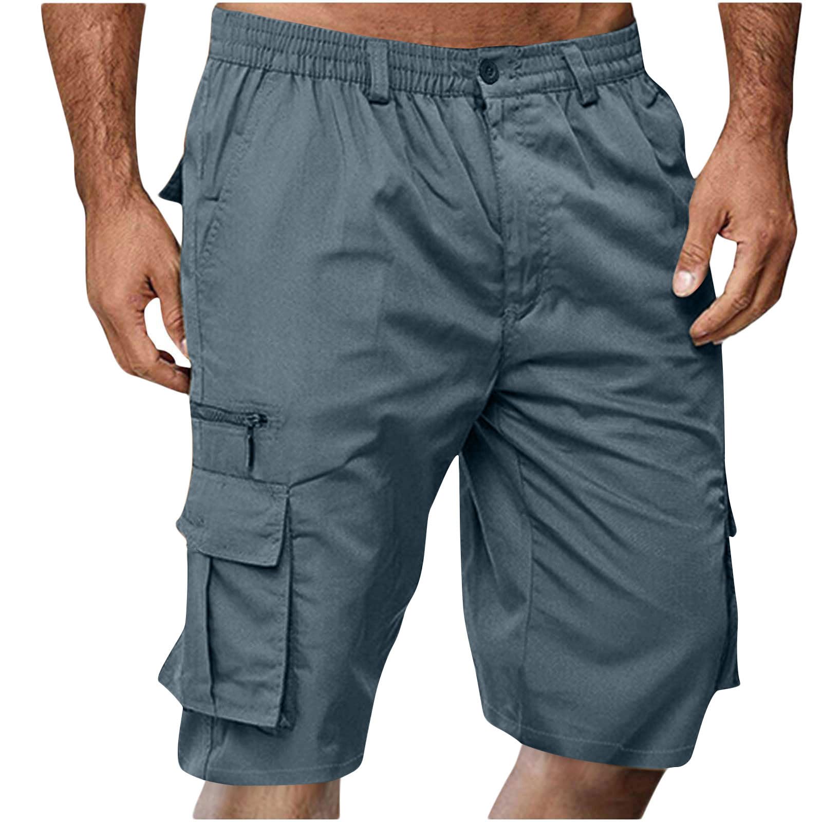 SMIDOW Cargo Shorts for Men - Big and Tall Casual Summer Elastic Waist Outdoor Work Hiking Cargo Short Pants with Pockets