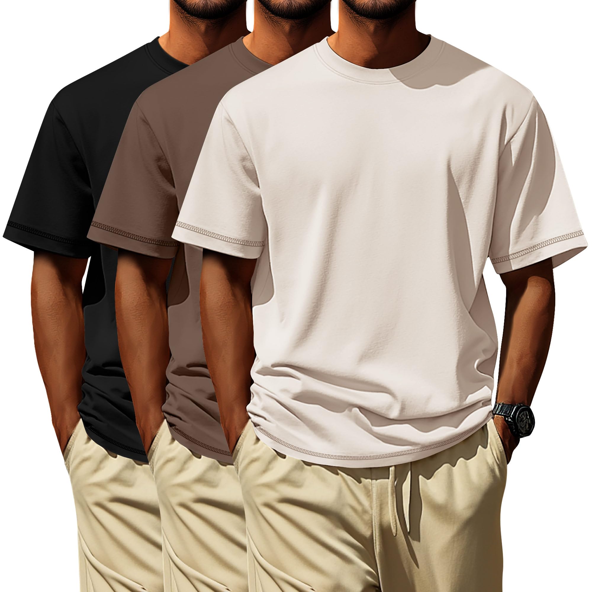 Neer 3 Pack Big and Tall Shirts for Men L-7xl, Short Sleeve Men Crewneck Tops Loose Casual Large T-Shirts Summer Basic Tee