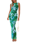 PRETTYGARDEN Womens Summer Wedding Guest Dress 2026 Spring Mesh Sleeveless Bodycon Ruched Floral Holiday Maxi Long Dresses