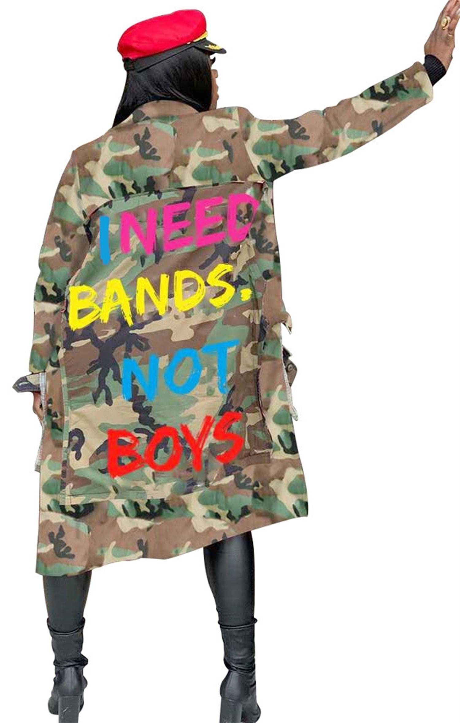 Sexy Camouflage Jacket for Women Army Fatigue Long Cargo Jackets Trench Coat Plus Size