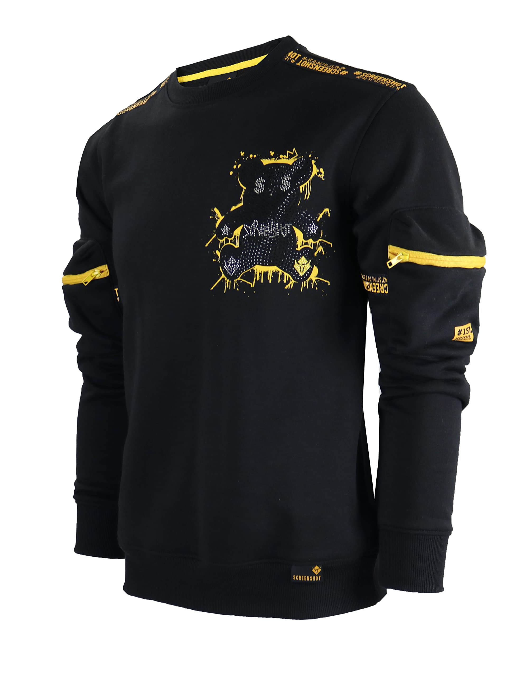SCREENSHOT Mens Urban NYC Graffiti Hip Hop Fleece Pullover Active Fashion Crew Neck Sweatshirt Top