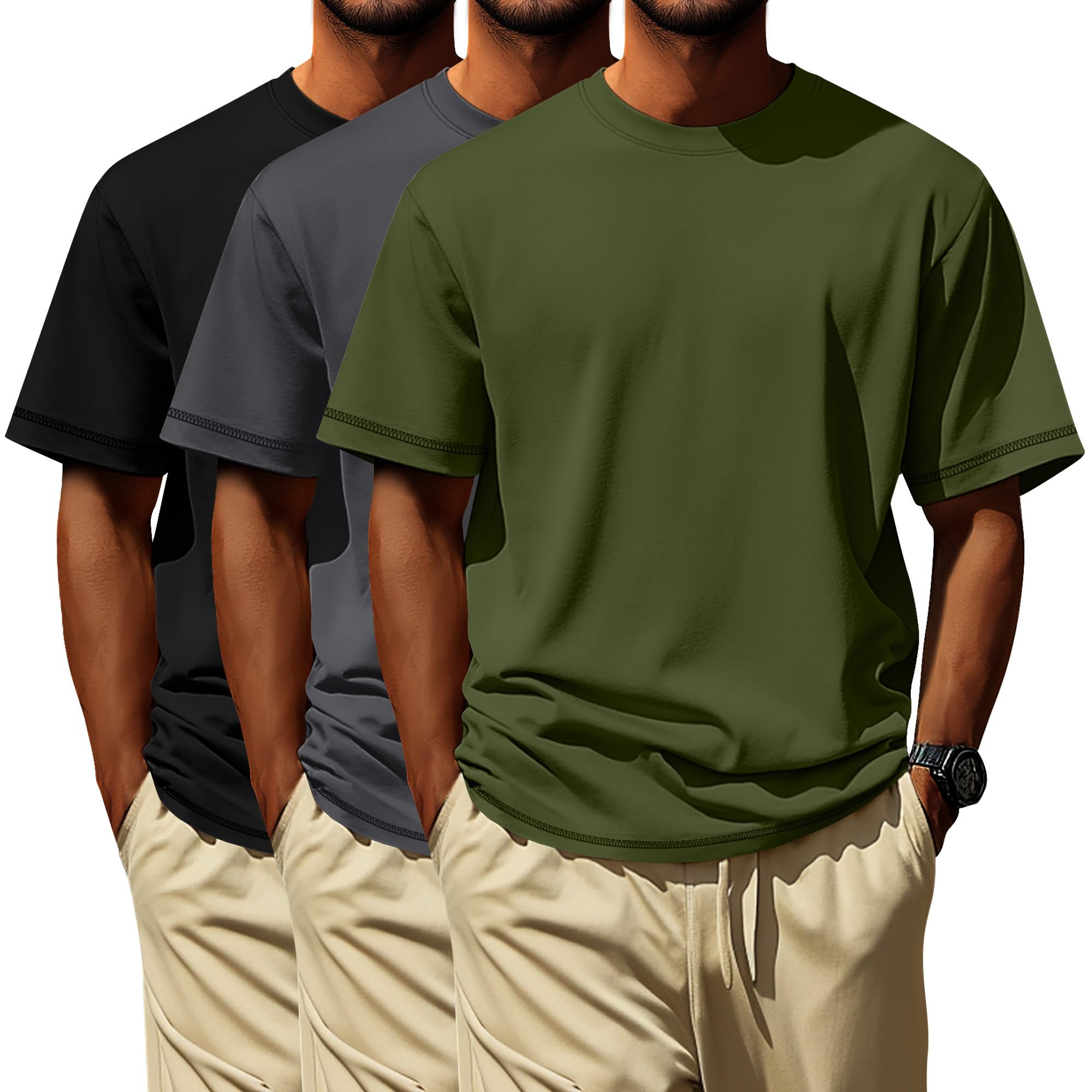 Neer 3 Pack Big and Tall Shirts for Men L-7xl, Short Sleeve Men Crewneck Tops Loose Casual Large T-Shirts Summer Basic Tee