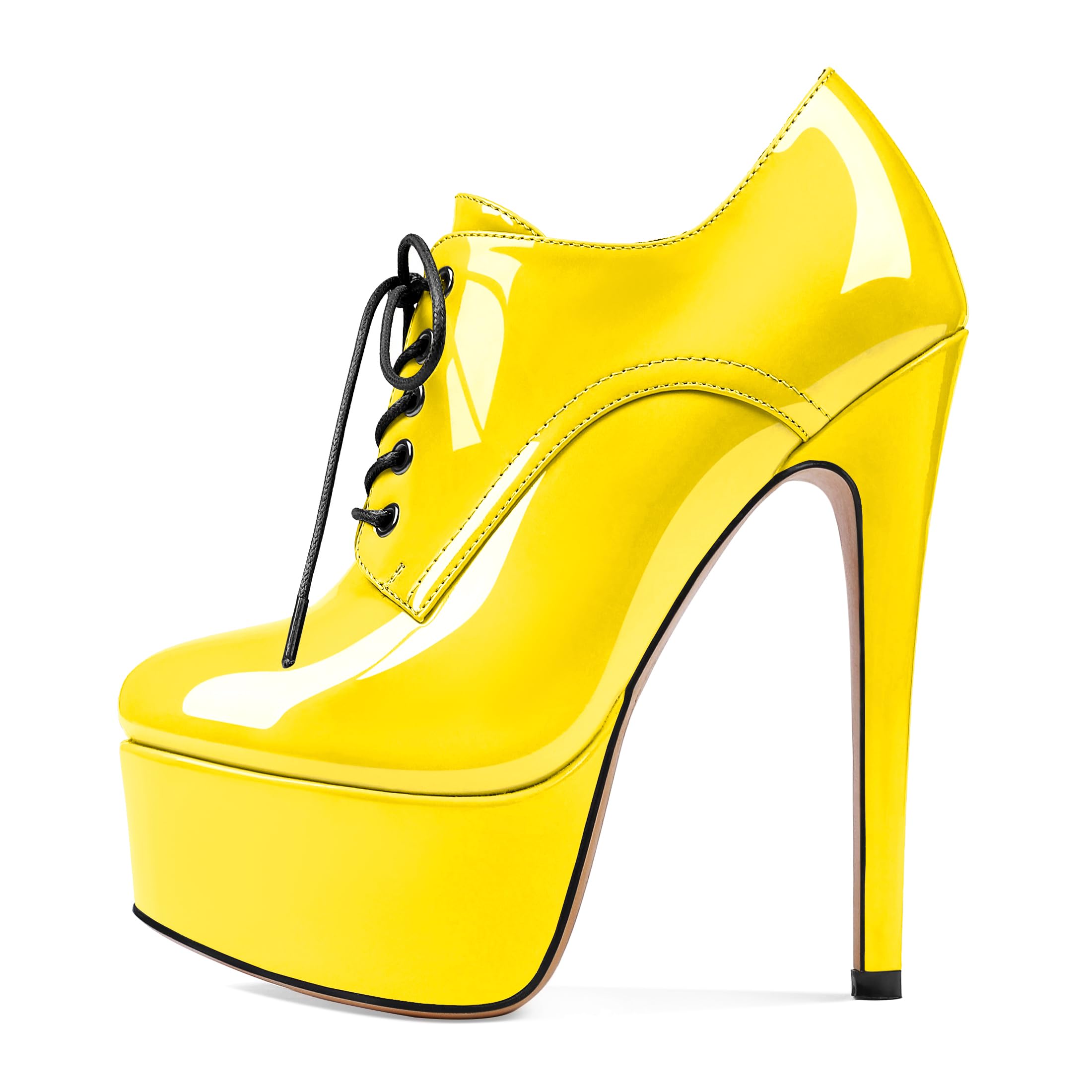 SAMMITOP Women's Round Toe Lace Up Ankle Boots Platform High Heel Pumps Party Dress Shoes