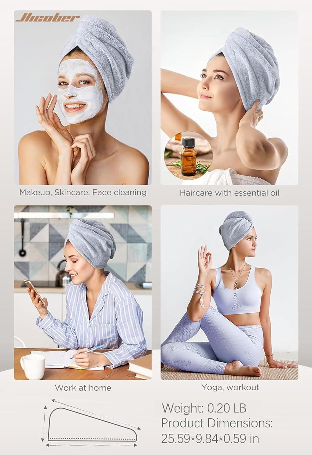 Hicober Microfiber Hair Towel