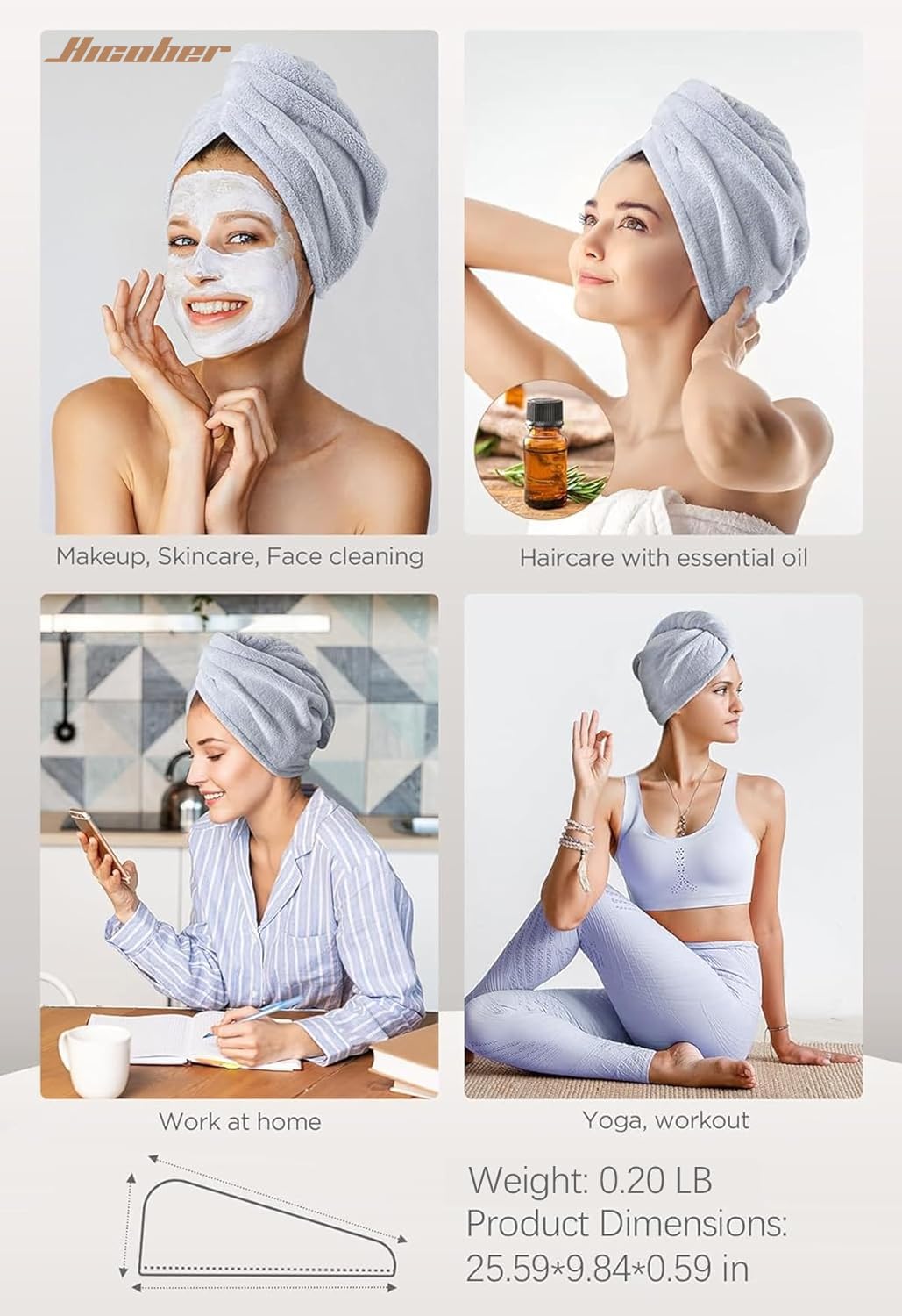 Hicober Microfiber Hair Towel