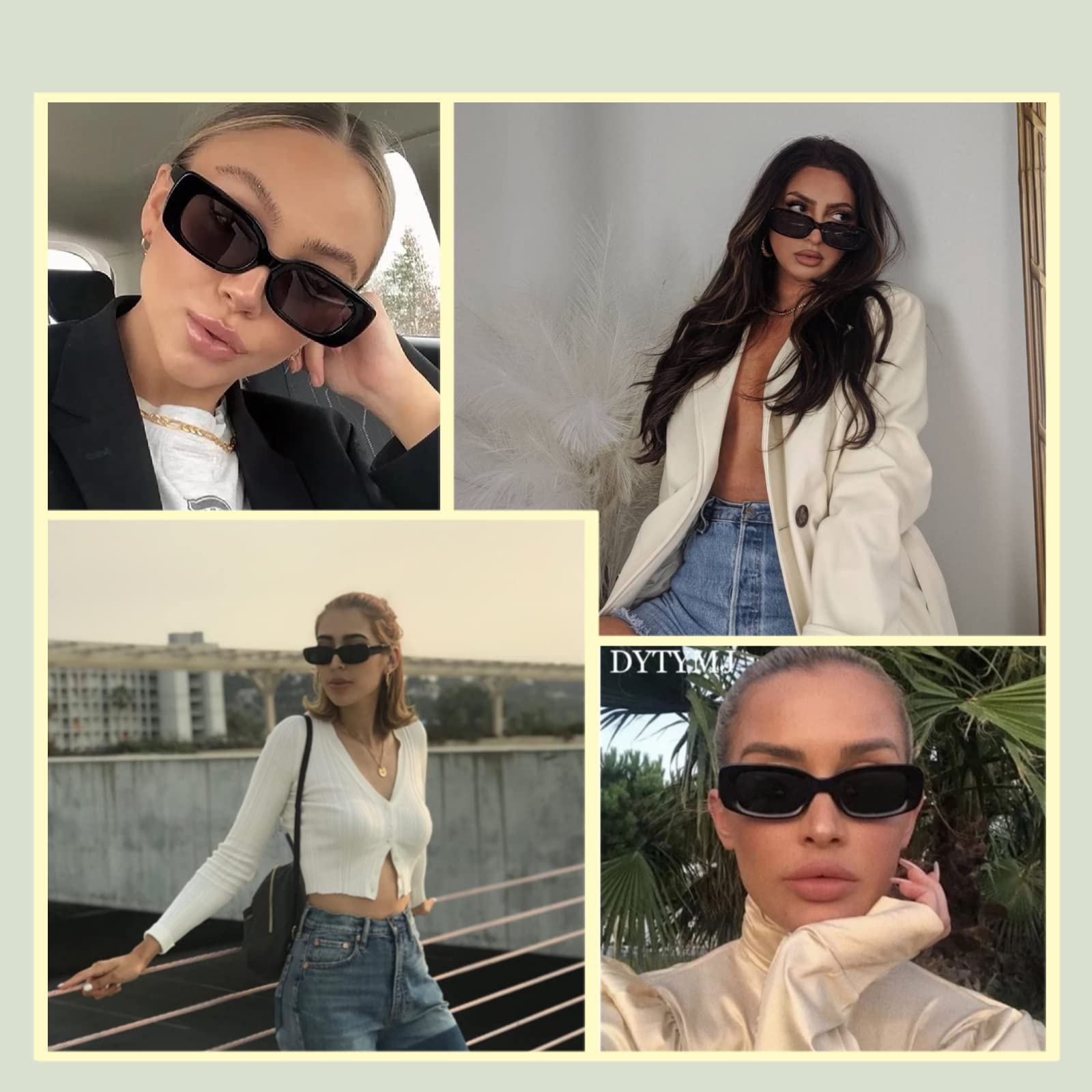 JASPIN Rectangle Sunglasses for Women Men Trendy Y2k Retro 90s Sun Glasses UV Protection Cool Square Frame