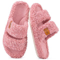 EverFoams Womens Fuzzy Open-toe Slippers Soft Comfy Memory Foam Indoor House Shoes