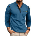 Men's Henley Shirts Short/Long Sleeve Casual Cotton T-Shirt Classic Button Basic Stylish Tees Tops