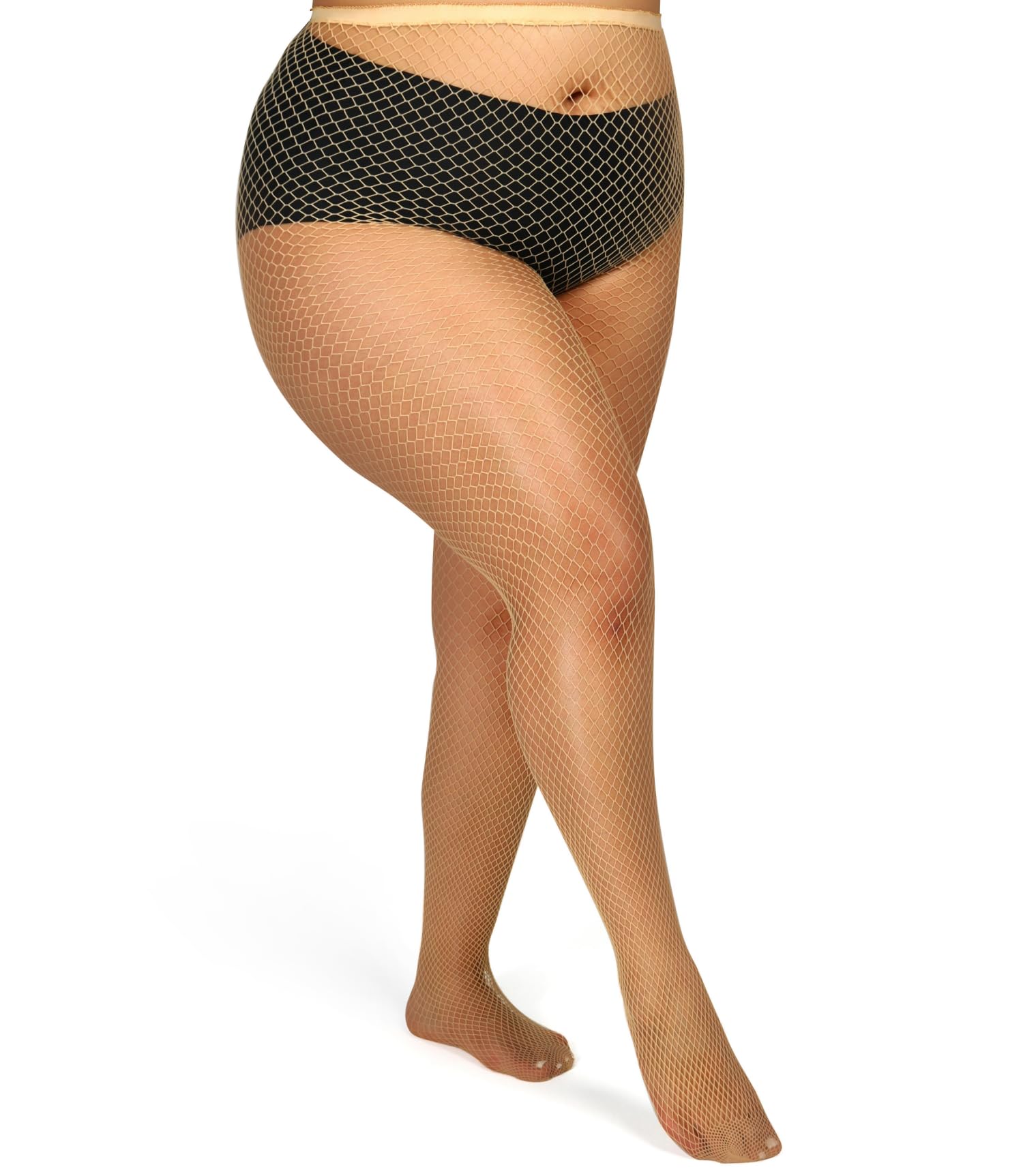 ANNTXL Plus Size Fishnet Tights Mesh Stockings Woman's Pantyhose Hosiery High Waist-Medium Mesh