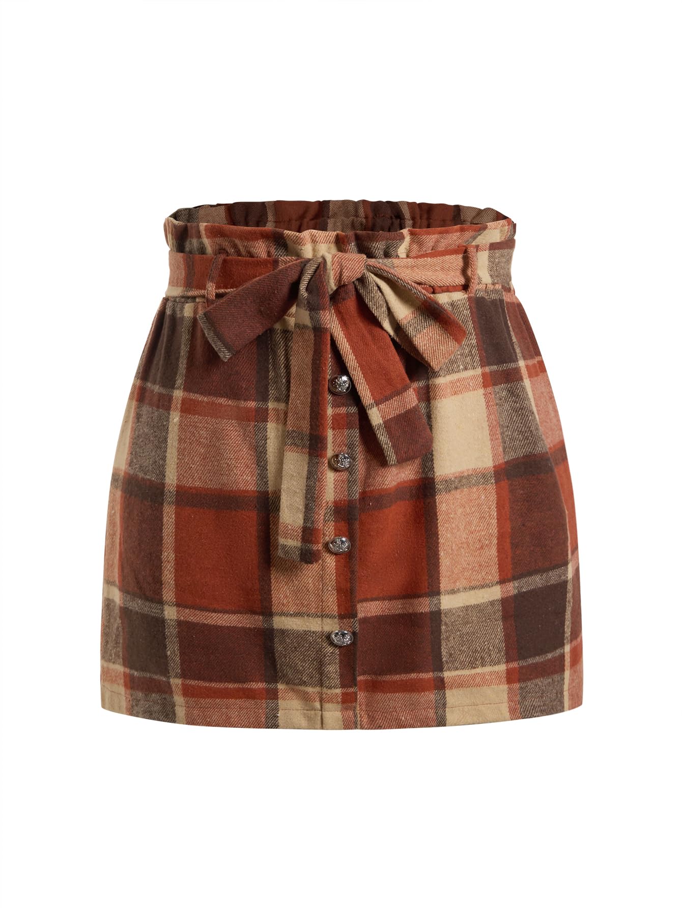 SweatyRocks Women's Plus Size Mini Skirt Plaid Flannel Short Skirts Going Out Outfits for Curvy Women
